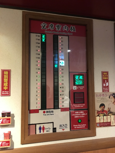 Counter booth Seating Chart in Ichiran Ramen in Japan Osaka